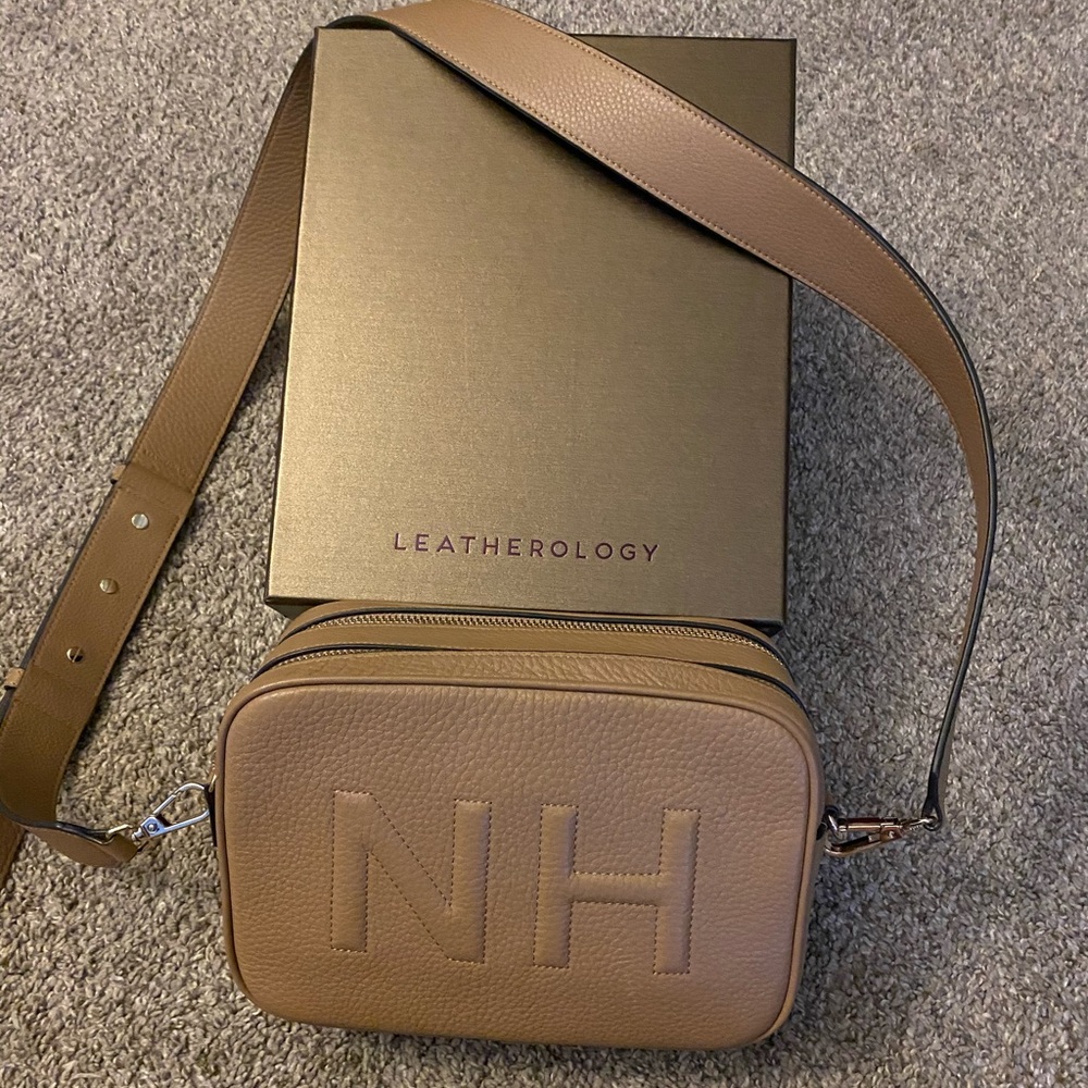 Leatherology Camel Crossbody Bag - NH Initials